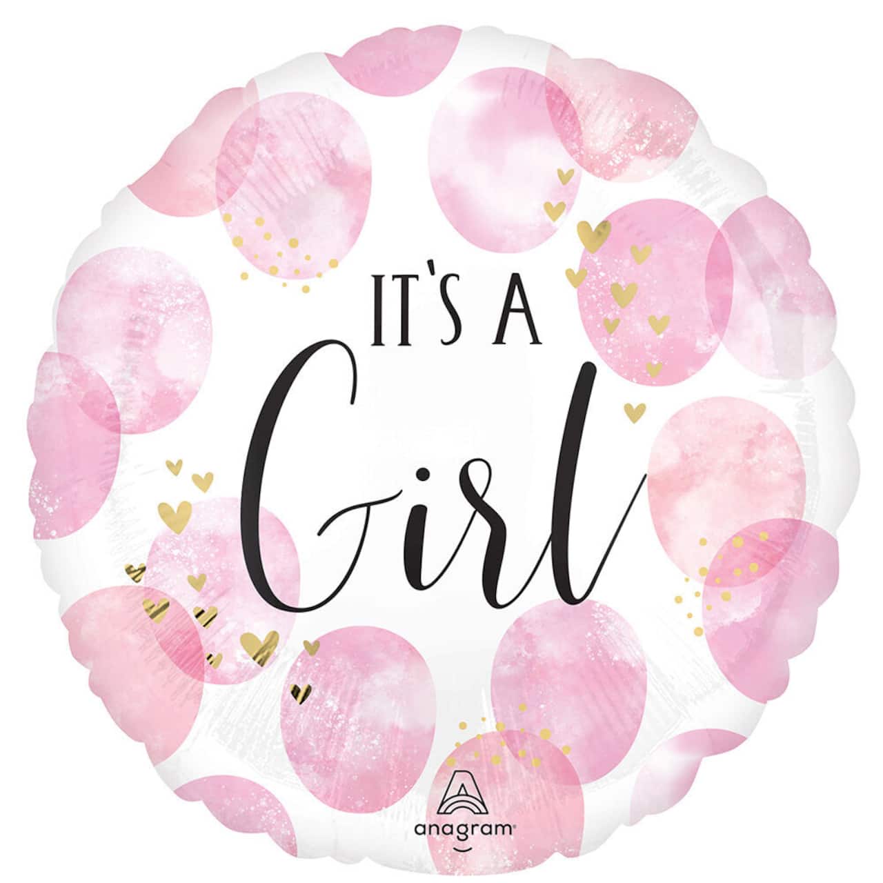 17" Pink It's a Girl Circle Print Foil Balloon